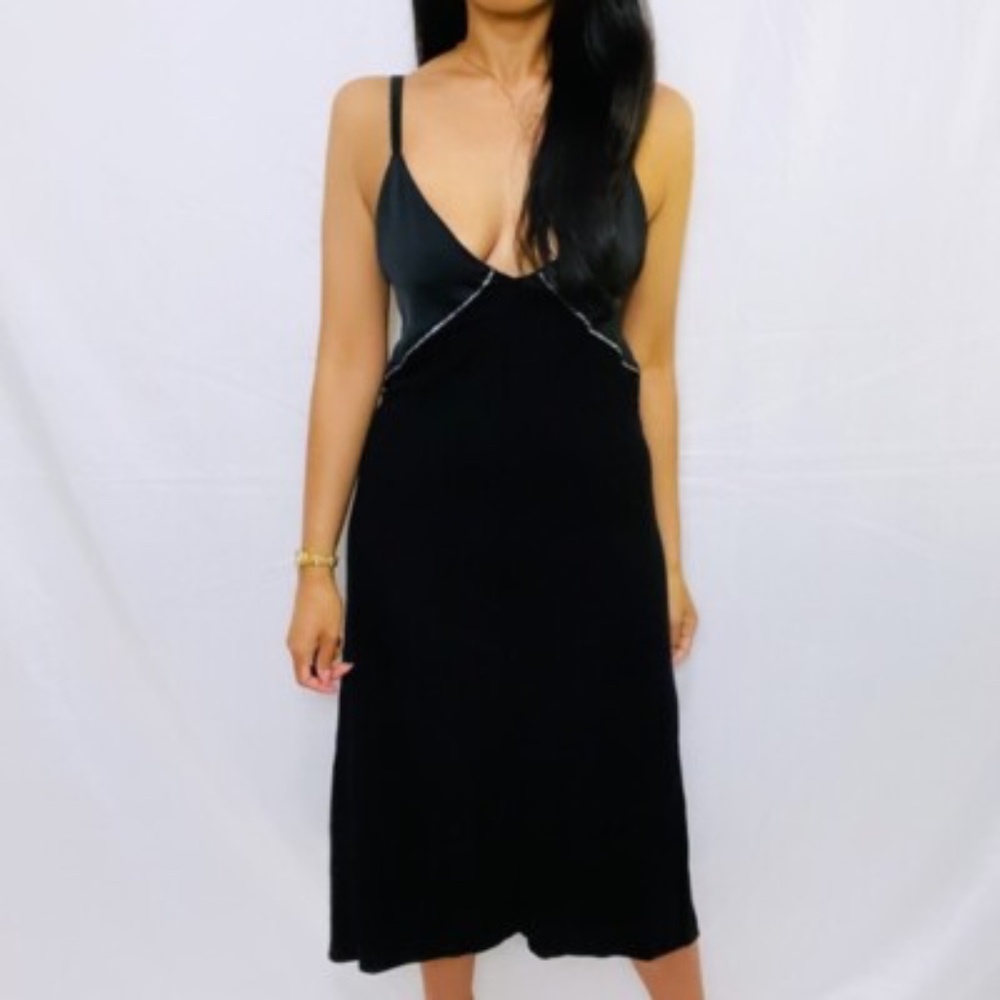 Zara Black  and Silver Contrast Stitch Sleeveless Maxi Dress Fall/Winter 18